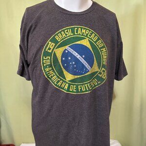 Brazil Fifth Sun Unitas Brasil Campeao Do Mundo Futebol Football Men's Gray Shir